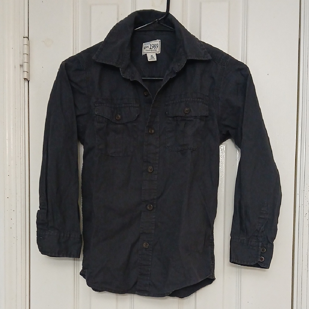 The Children's Place Dark Gray Button-Up Shirt